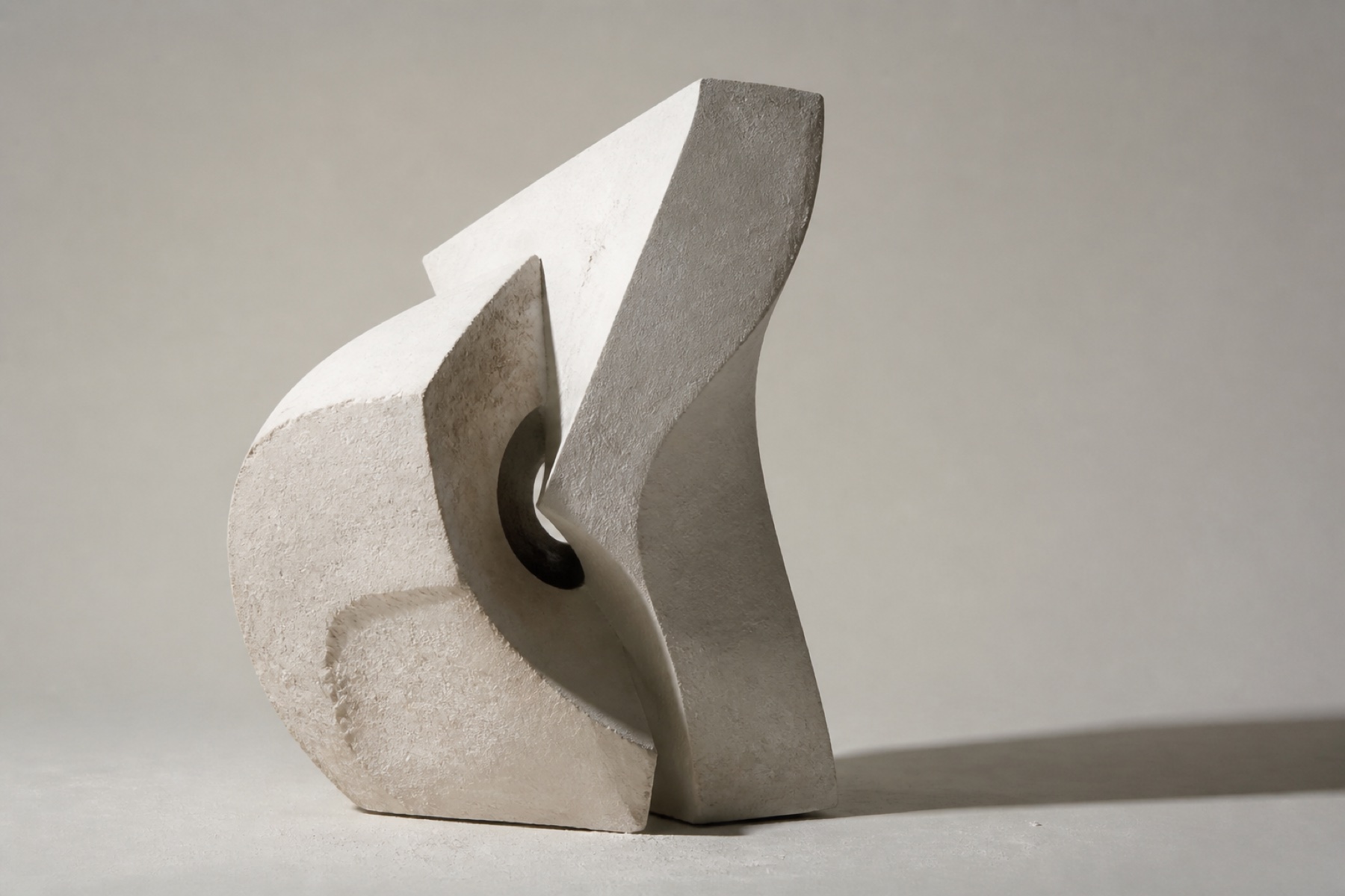 Original concept study of interlocking white plaster forms